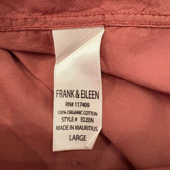 Frank & Eileen Relaxed Cotton Button Up Shirt Size Large Orange - Picture 11 of 11
